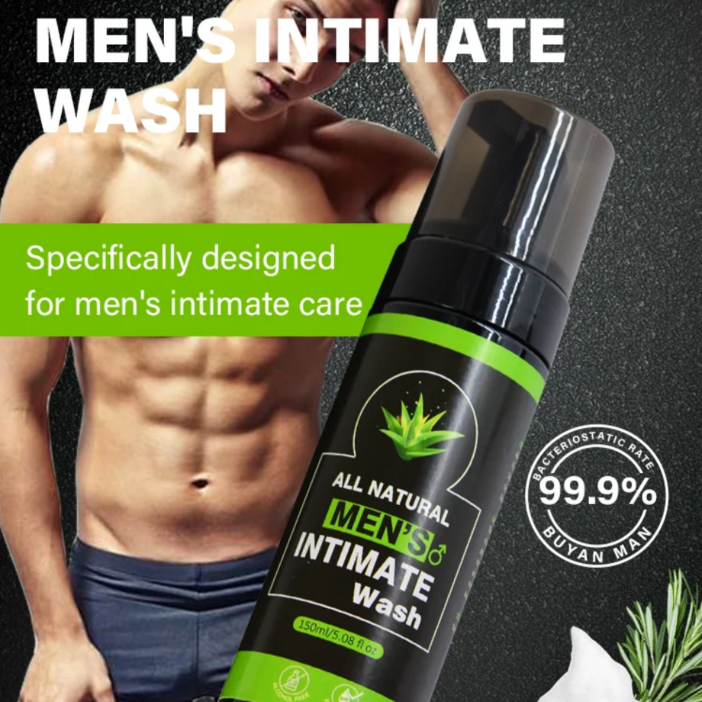 All Natural Men's Intimate Wash, Natural and Organic Herbal Male Private Wash