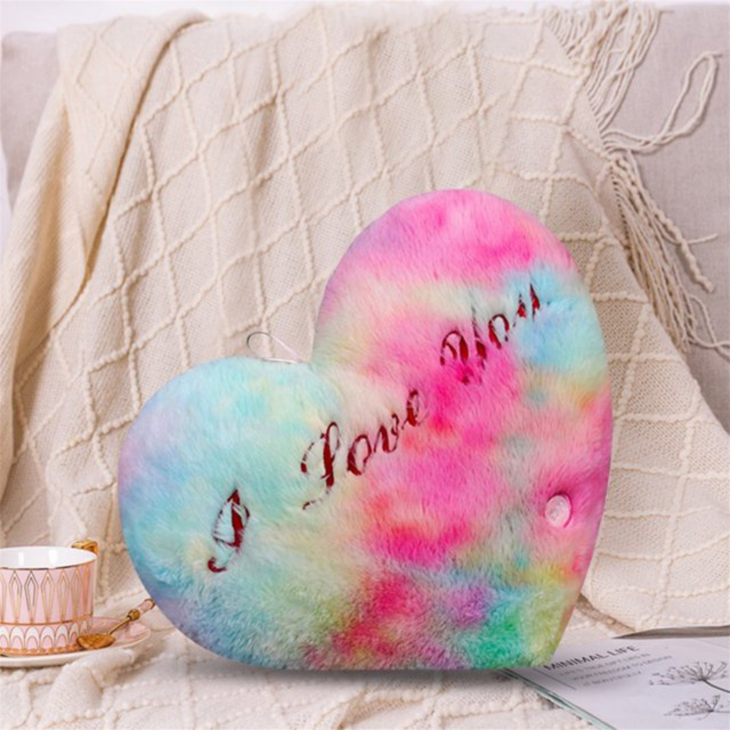 Lindavio Valentine's Day Luminous Heart Shaped Pillow