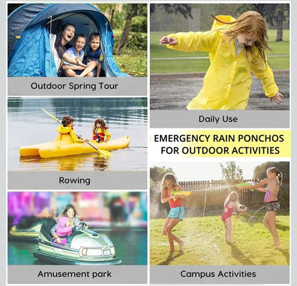 Children's Raincoat Rainwear Poncho Long Sleeved Waterproof Outdoor Hooded