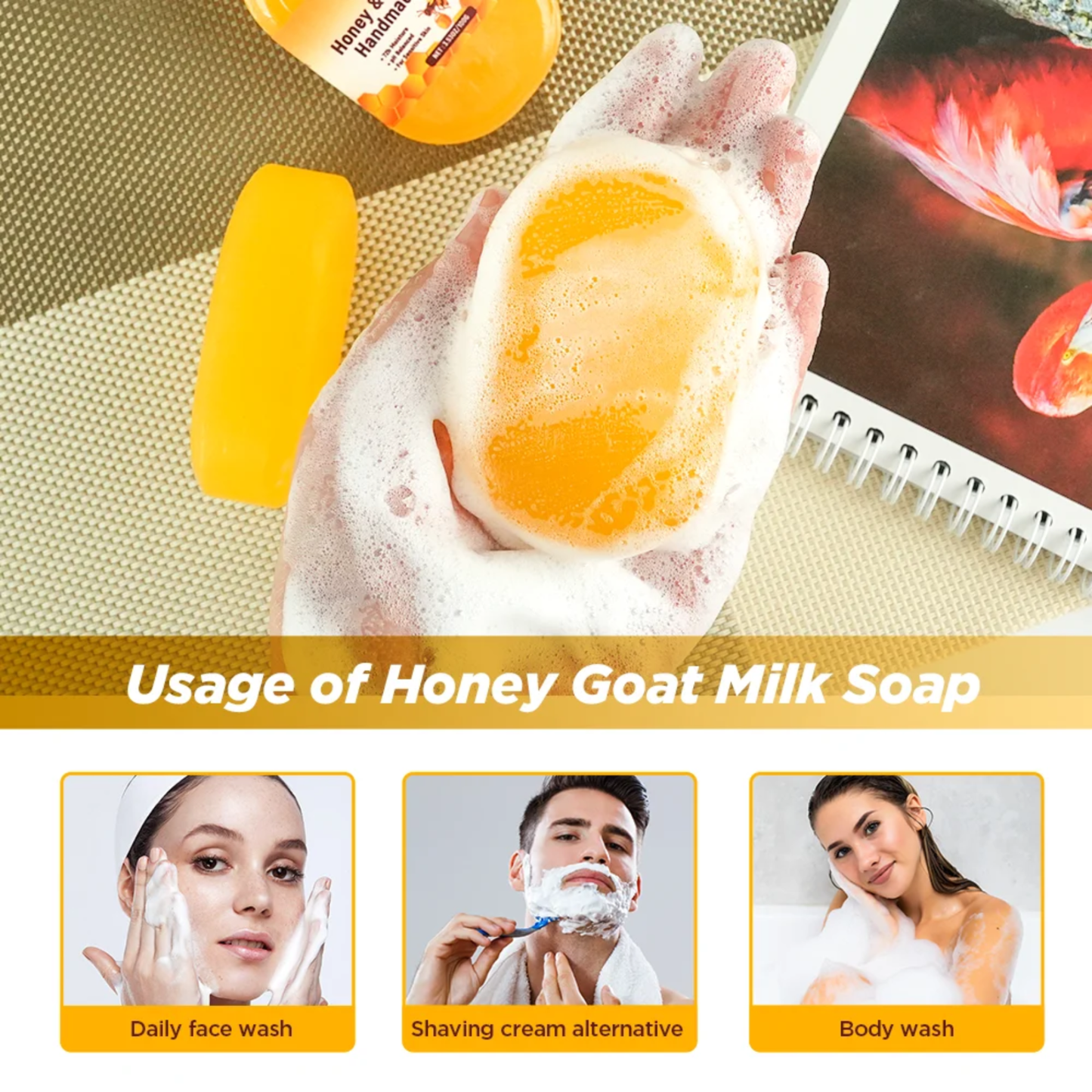 1 Piece Premium Quality Purely Natural Honey and Goat Milk Handmade Soap
