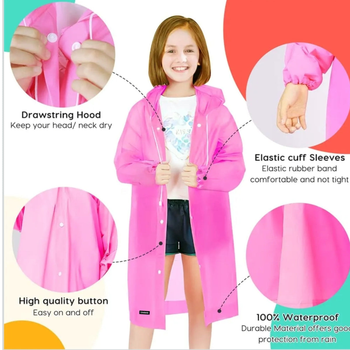 Children's Raincoat Rainwear Poncho Long Sleeved Waterproof Outdoor Hooded