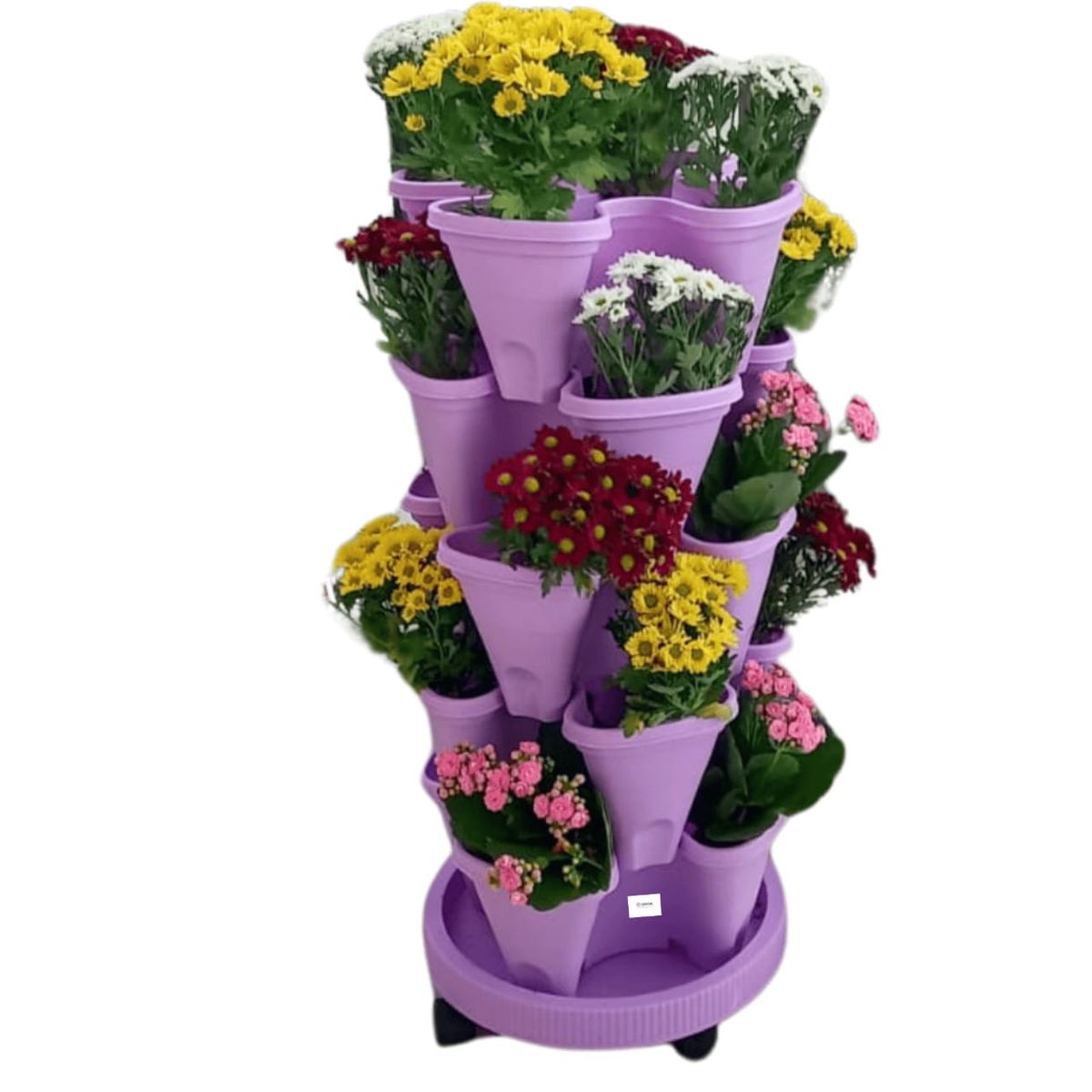 5-Tier Flower Pots Strawberry Herbs Vegetable Garden Stackable Planter Pot - Cream