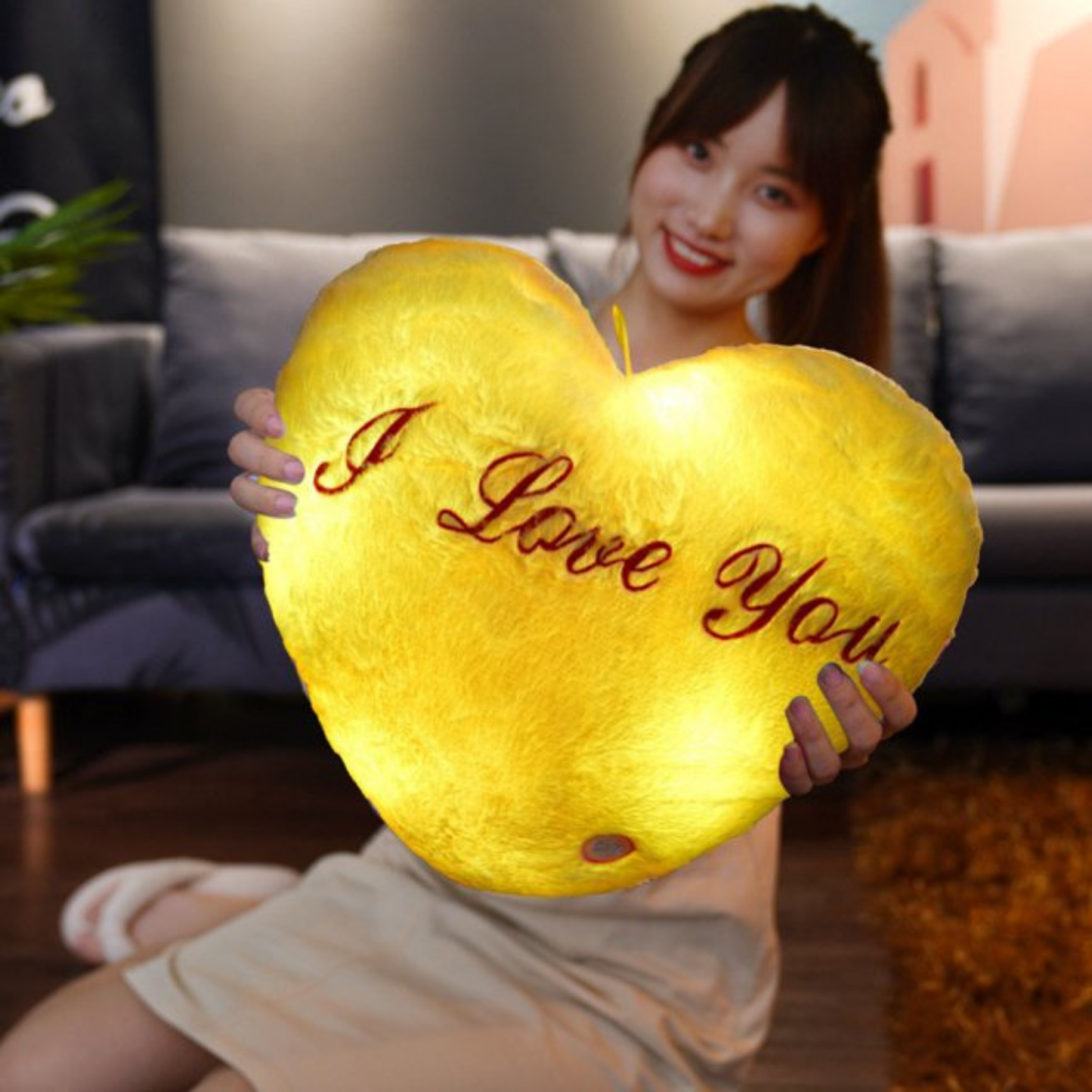 Lindavio Valentine's Day Luminous Heart Shaped Pillow