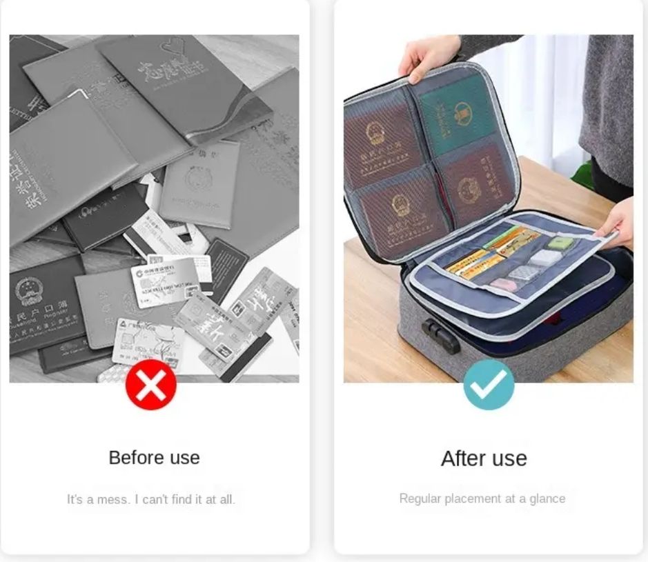 Certificate Documents Organiser Passport File Storage Bag Travel With Lock