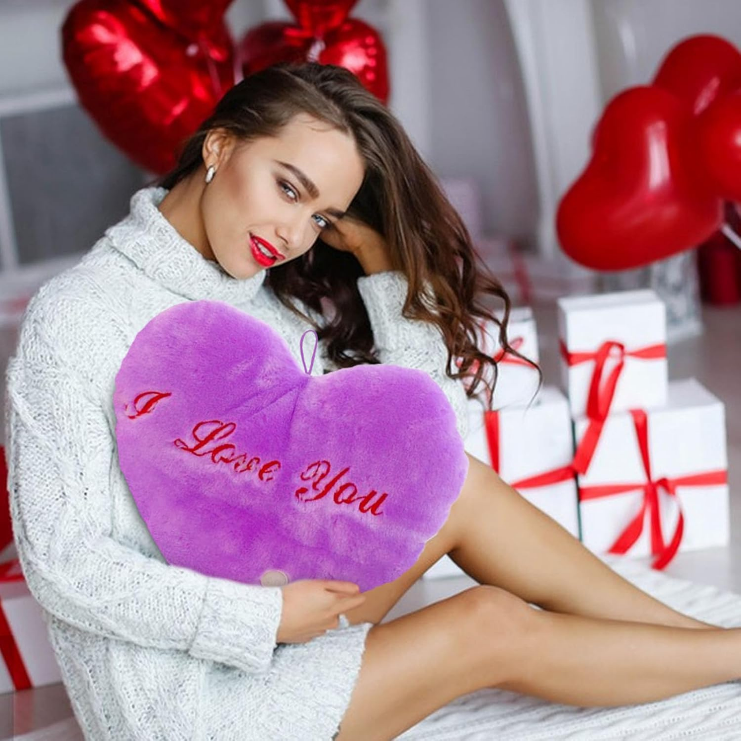 Lindavio Valentine's Day Luminous Heart Shaped Pillow